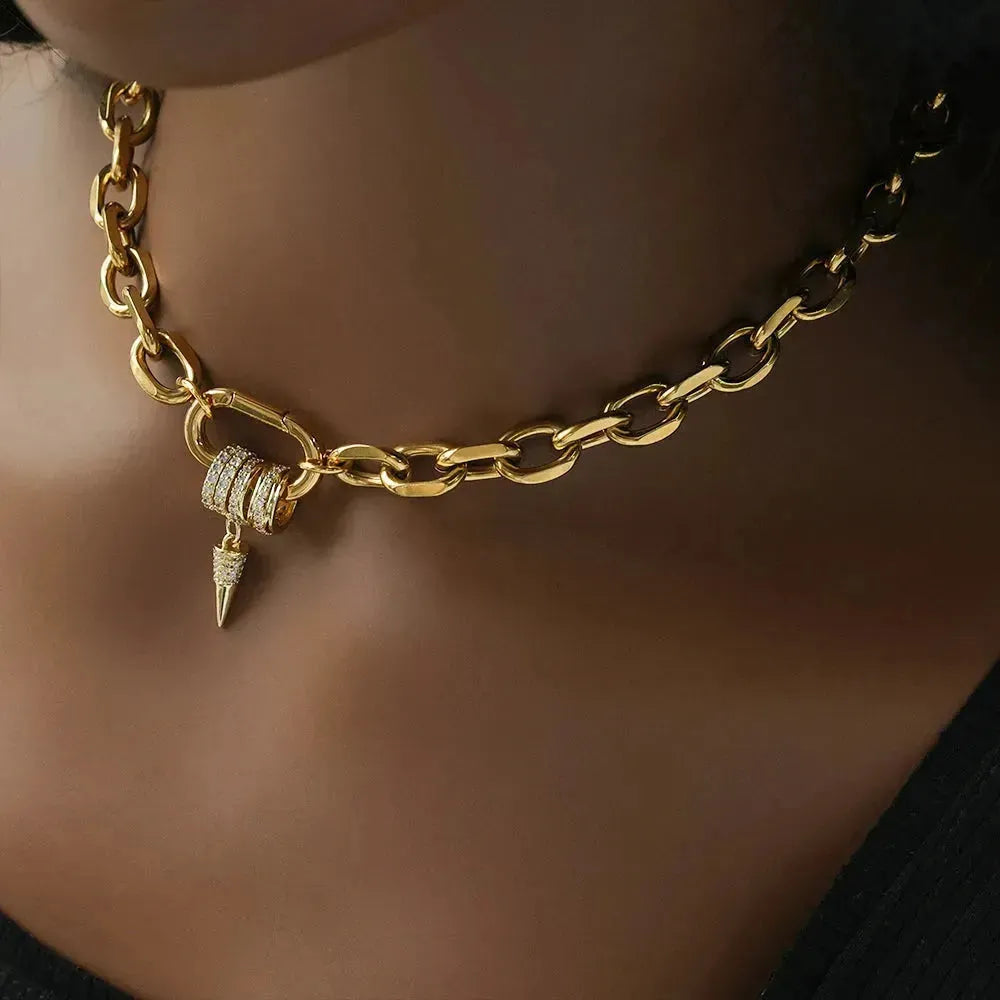 Stainless Steel 18k Gold Plated Oval Link