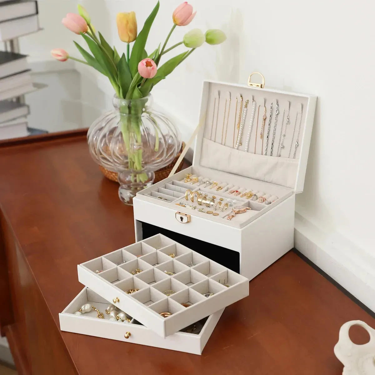 Large Jewelry Storage Box Multi-Layer Organizer For Jewelry