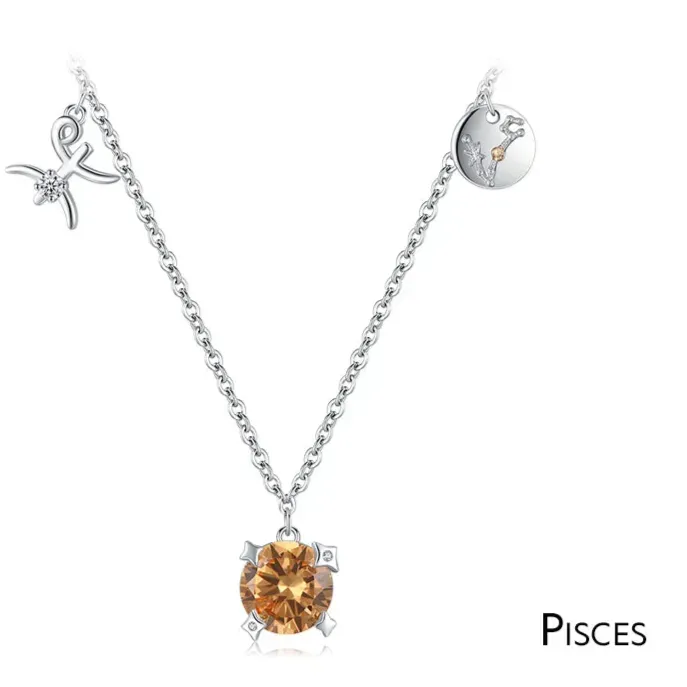 Birthstone Zodiac Sign Symbol Charm Pendant Necklace