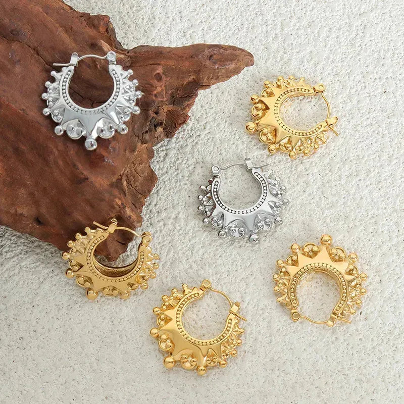 Spikes Beads Fashion Hoop Earring