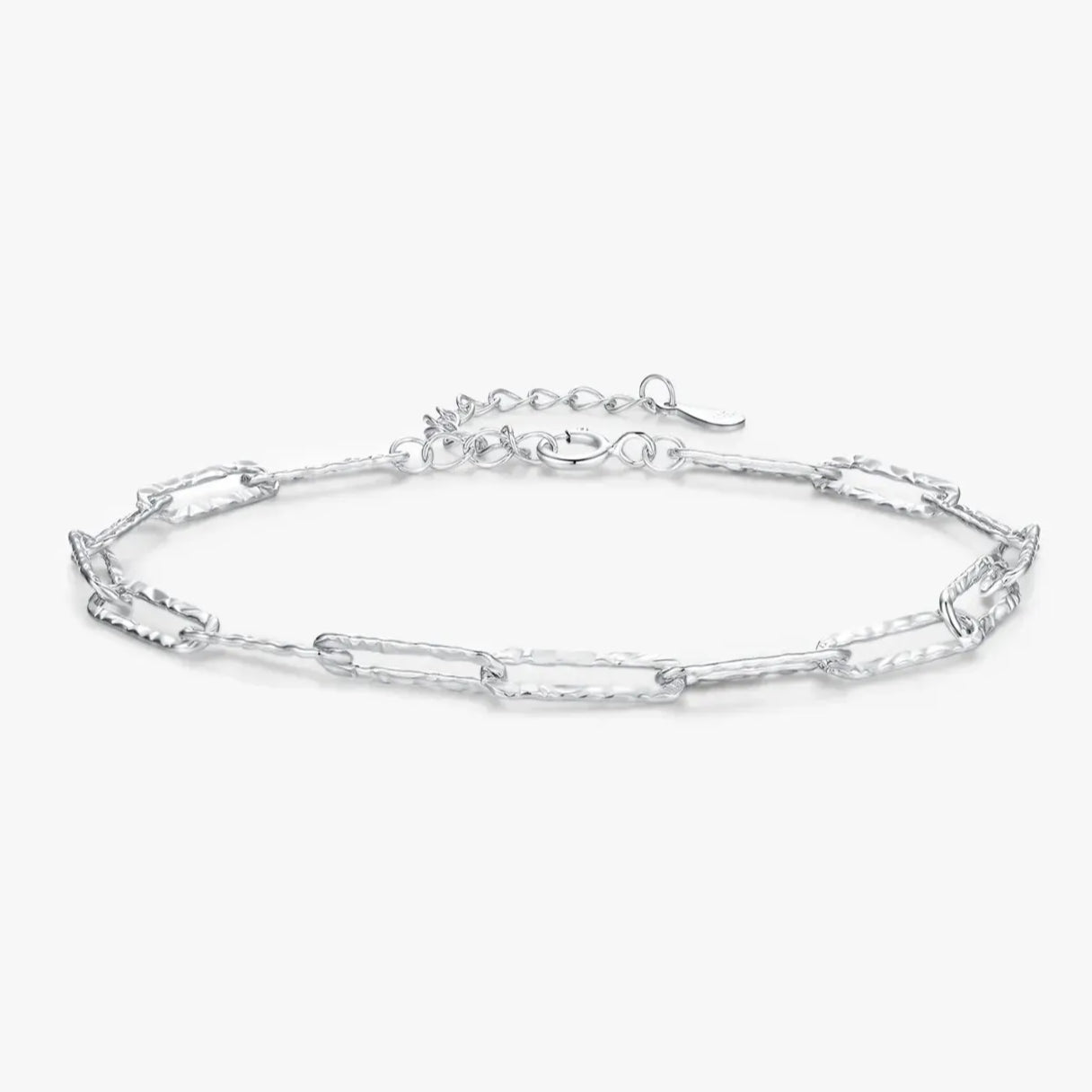 925 Sterling Silver Irregular Wavy Lock Chain Bracelet