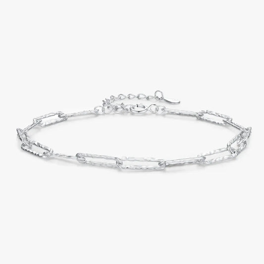 925 Sterling Silver Irregular Wavy Lock Chain Bracelet