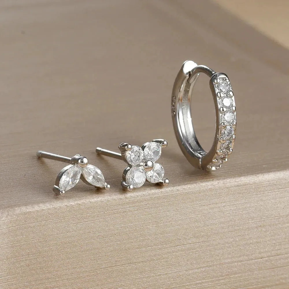 3PCS Stainless Steel Gold Color Circle Hoop Earrings Set