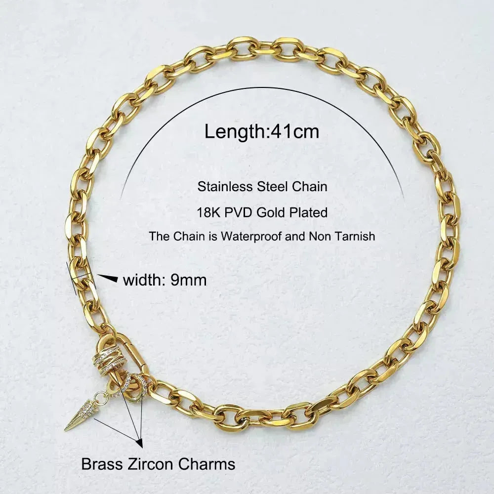 Stainless Steel 18k Gold Plated Oval Link