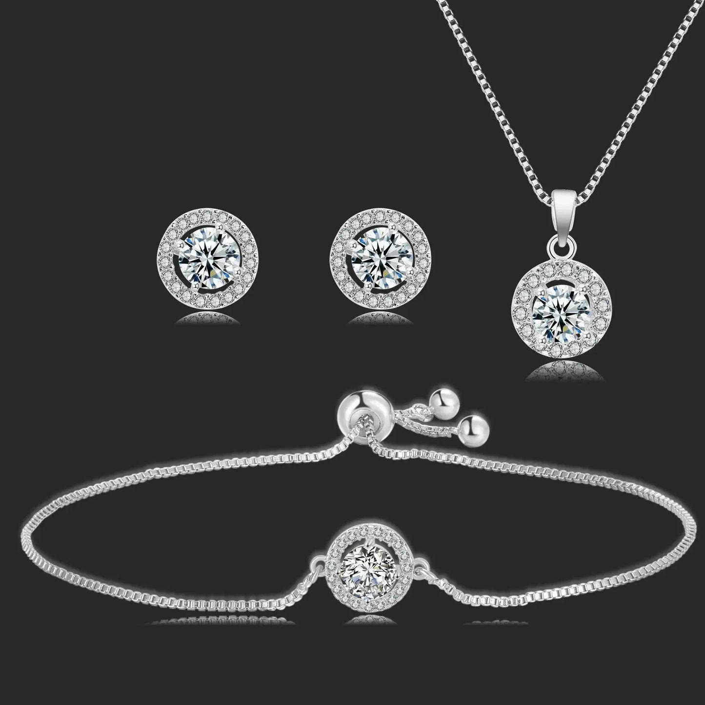 Simple Geometric Round Pendant Necklace Set