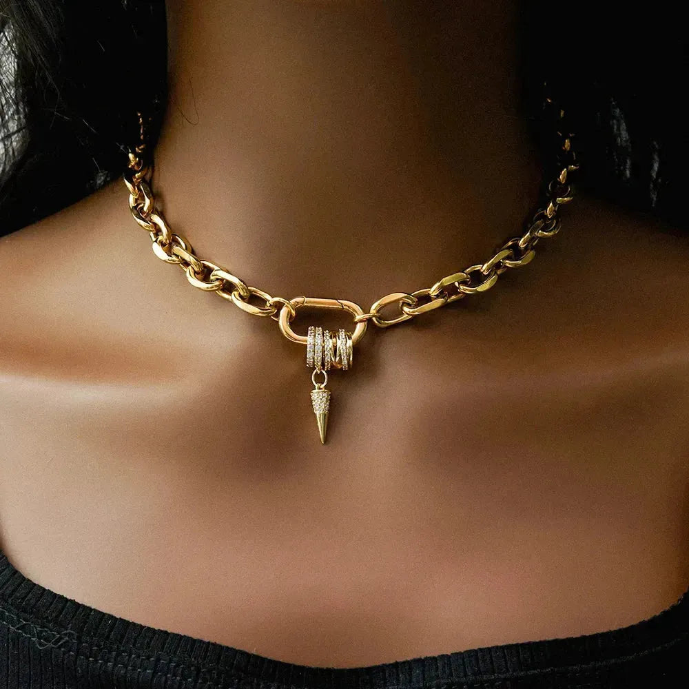 Stainless Steel 18k Gold Plated Oval Link