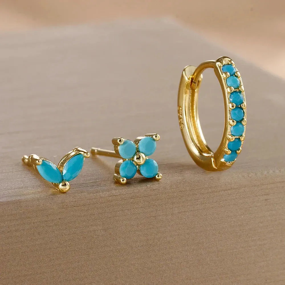 3PCS Stainless Steel Gold Color Circle Hoop Earrings Set