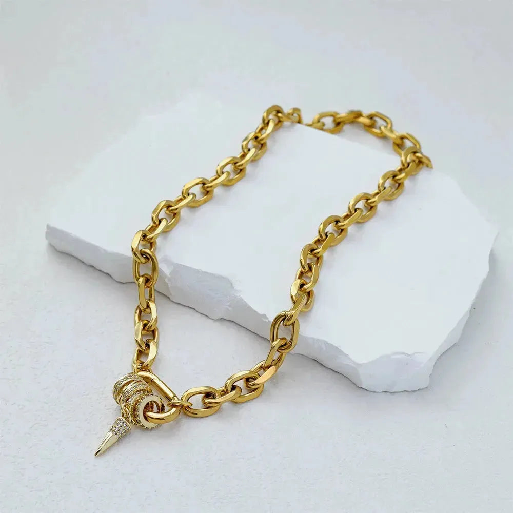 Stainless Steel 18k Gold Plated Oval Link
