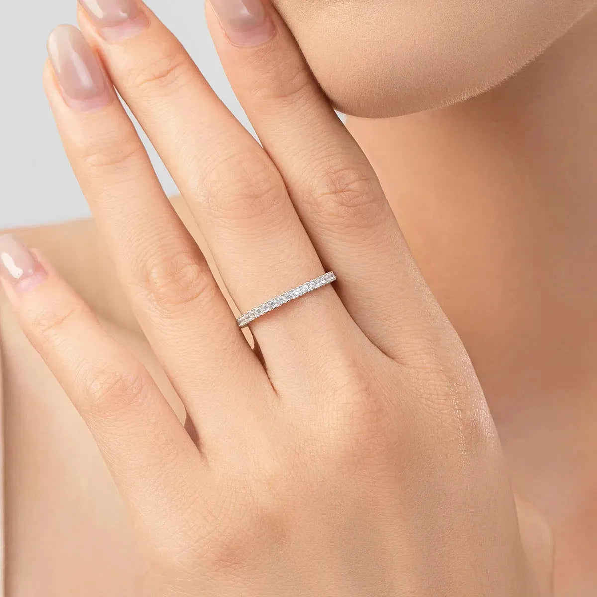 Sterling Silver Sparkling Wedding Engagement Band