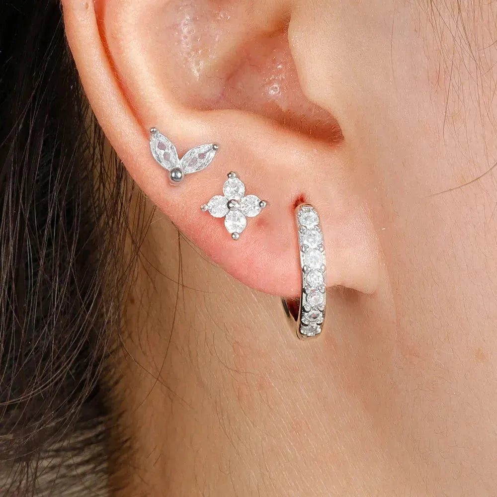 3PCS Stainless Steel Gold Color Circle Hoop Earrings Set