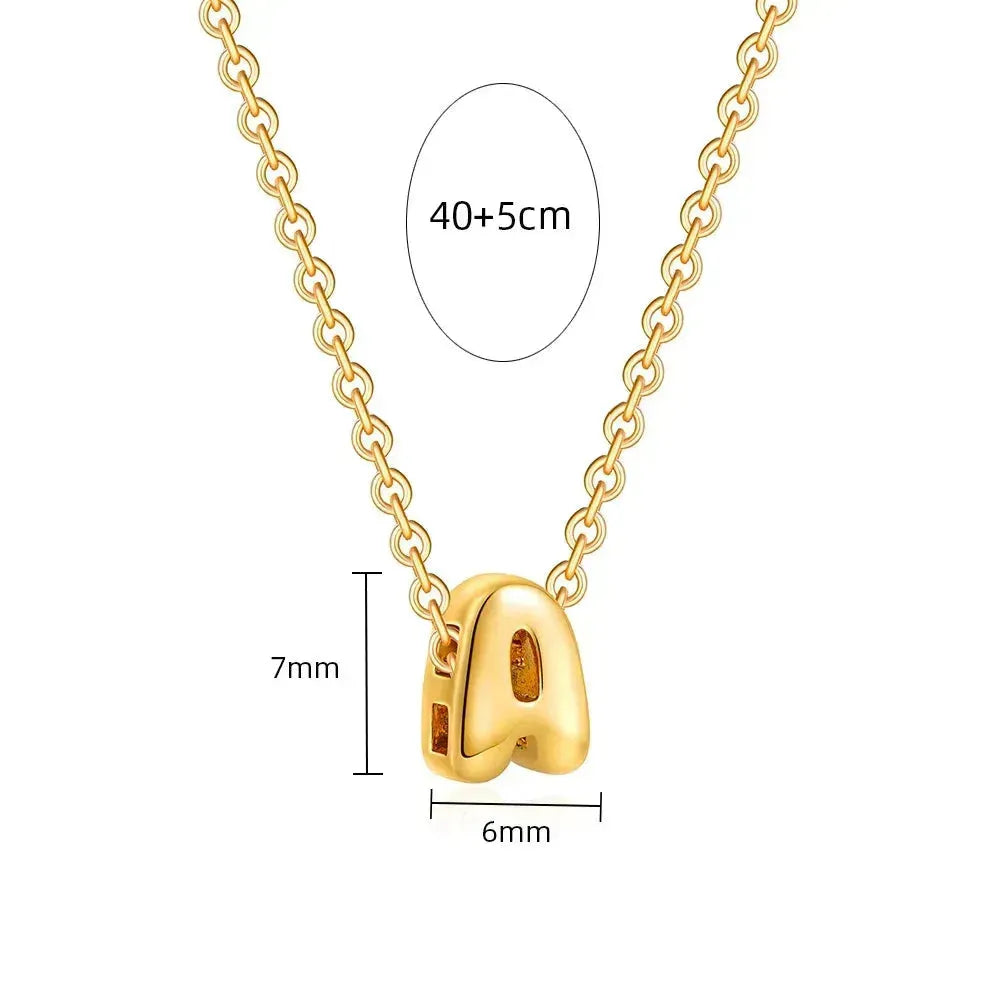 Stylish Metal Tiny Alphabet Initial Gold Color Chains Necklace