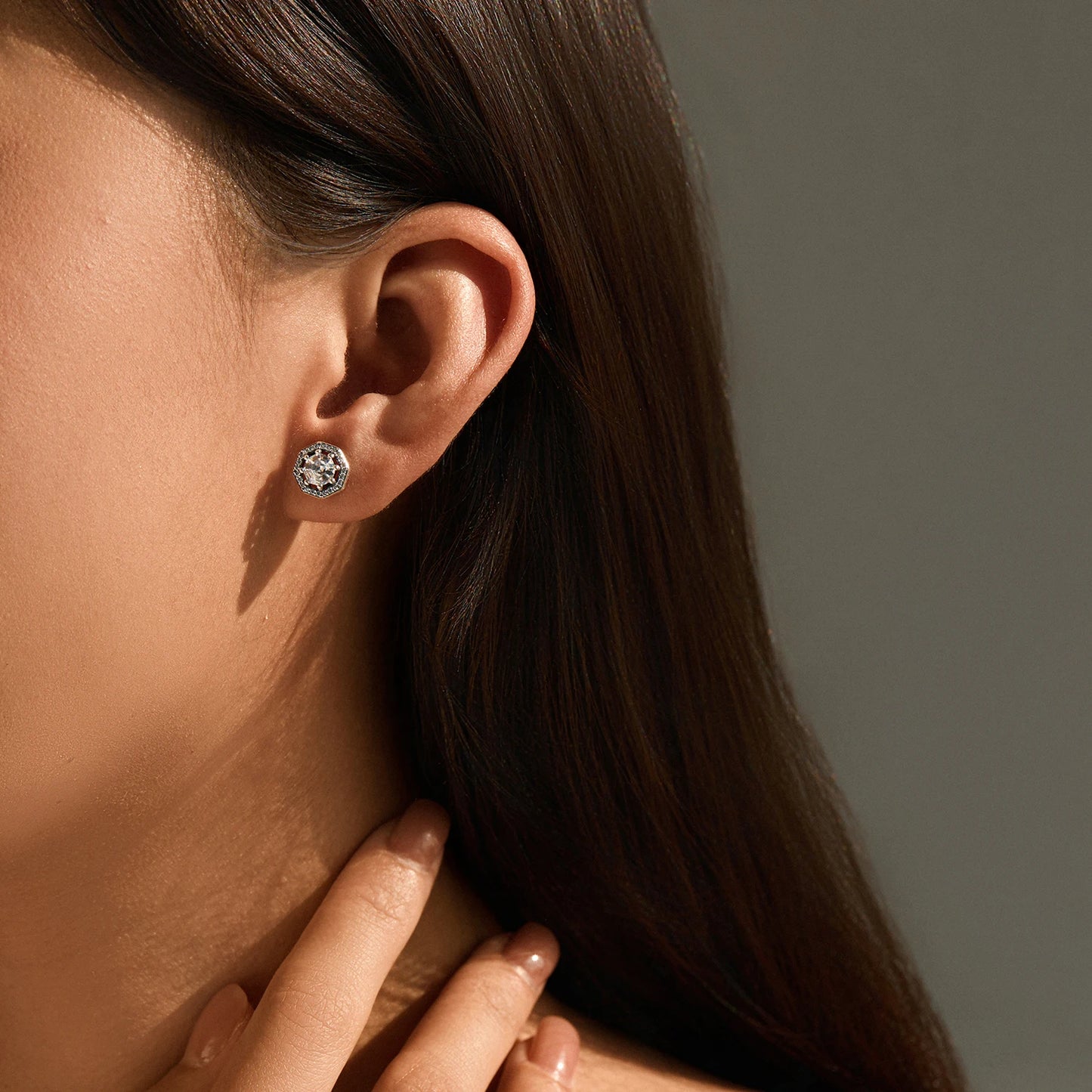 925 Sterling Silver Octagon Emerald Cut CZ Stud Earrings Vintage Daily Sparkling Ear Stud For Women Vacation Fine Jewelry