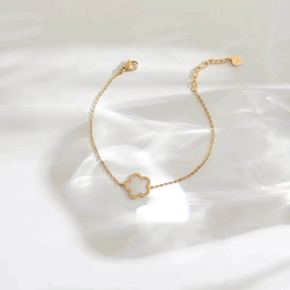 Stainless Steel Luxury 5 Leaf  Clover Charm Link Chain Bracelet