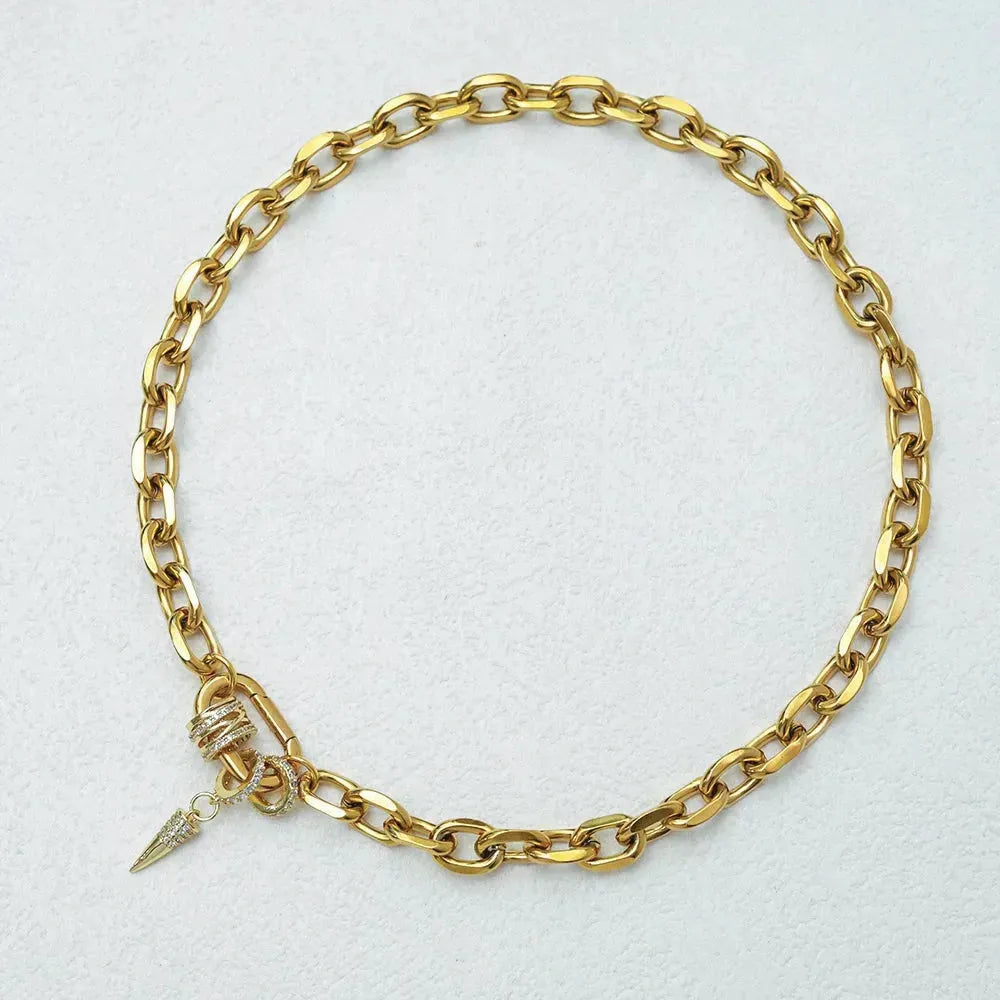Stainless Steel 18k Gold Plated Oval Link