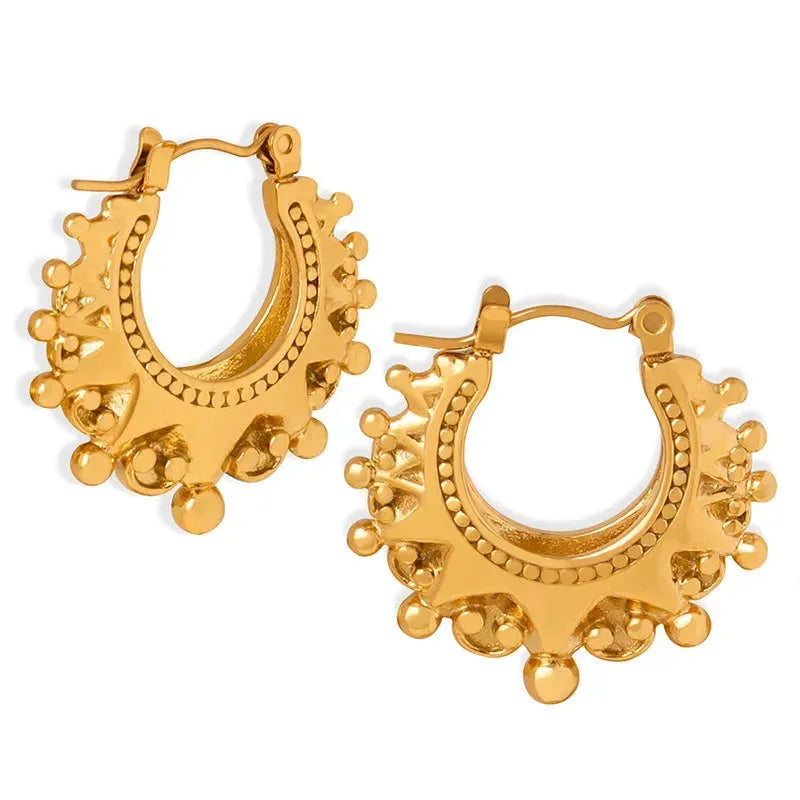 Spikes Beads Fashion Hoop Earring
