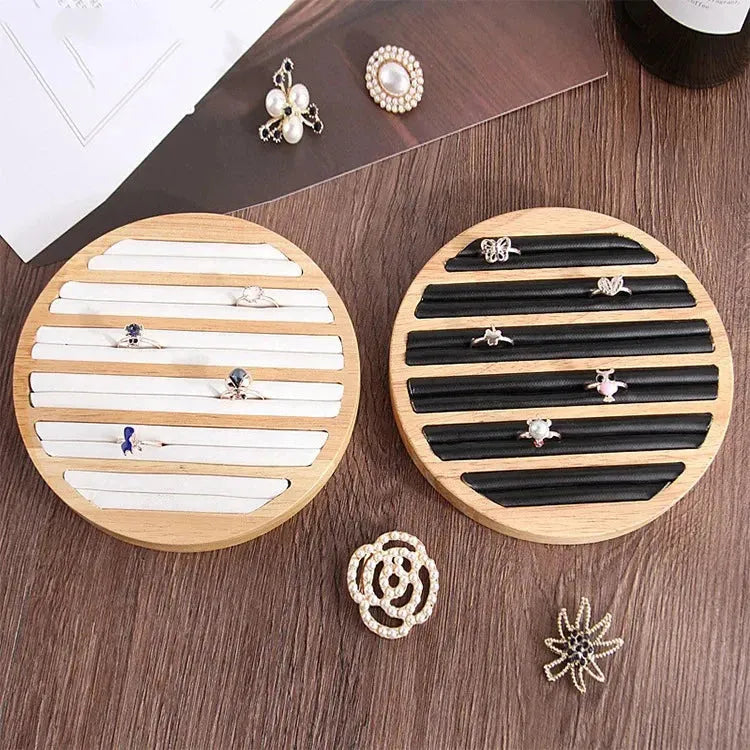 Wood Round Shape Jewelry Tray