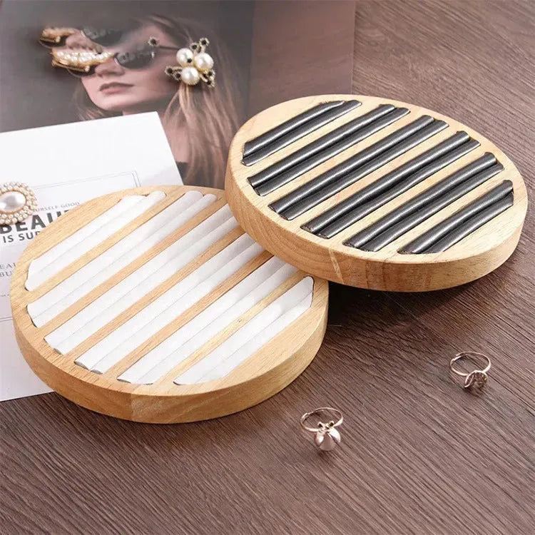 Wood Round Shape Jewelry Tray