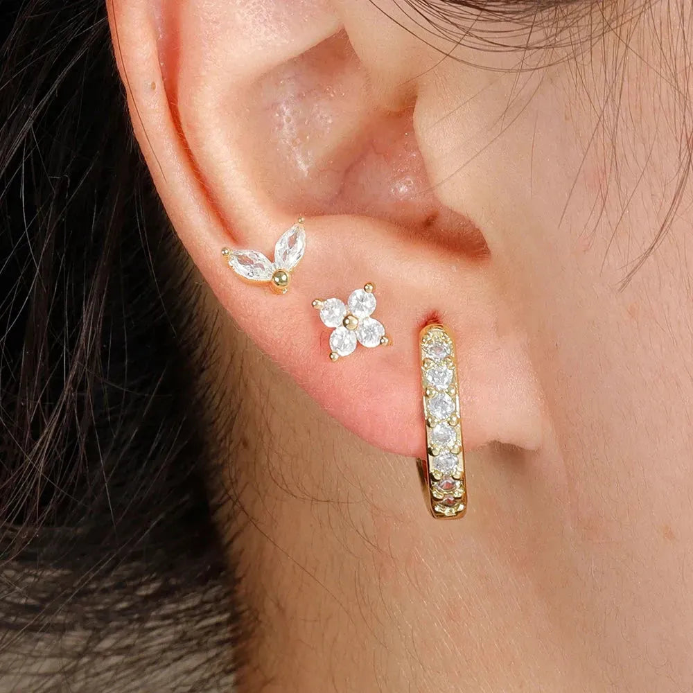 3PCS Stainless Steel Gold Color Circle Hoop Earrings Set