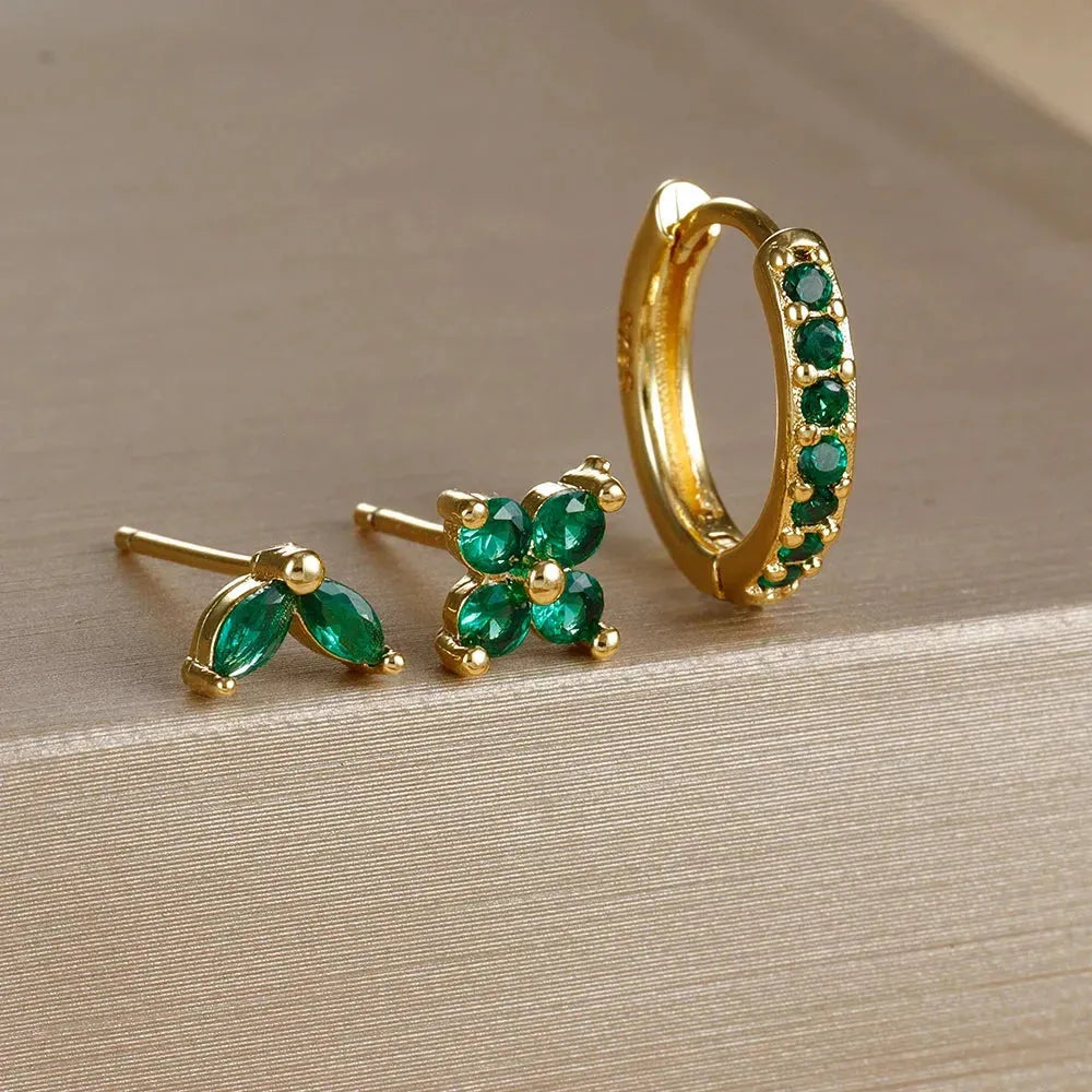 3PCS Stainless Steel Gold Color Circle Hoop Earrings Set