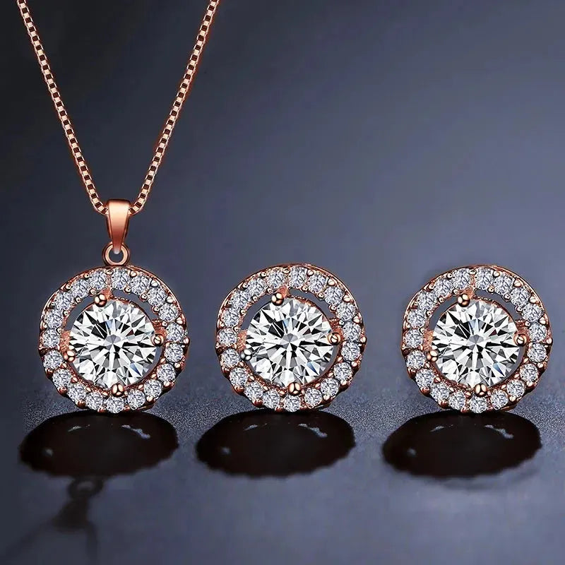 Simple Geometric Round Pendant Necklace Set