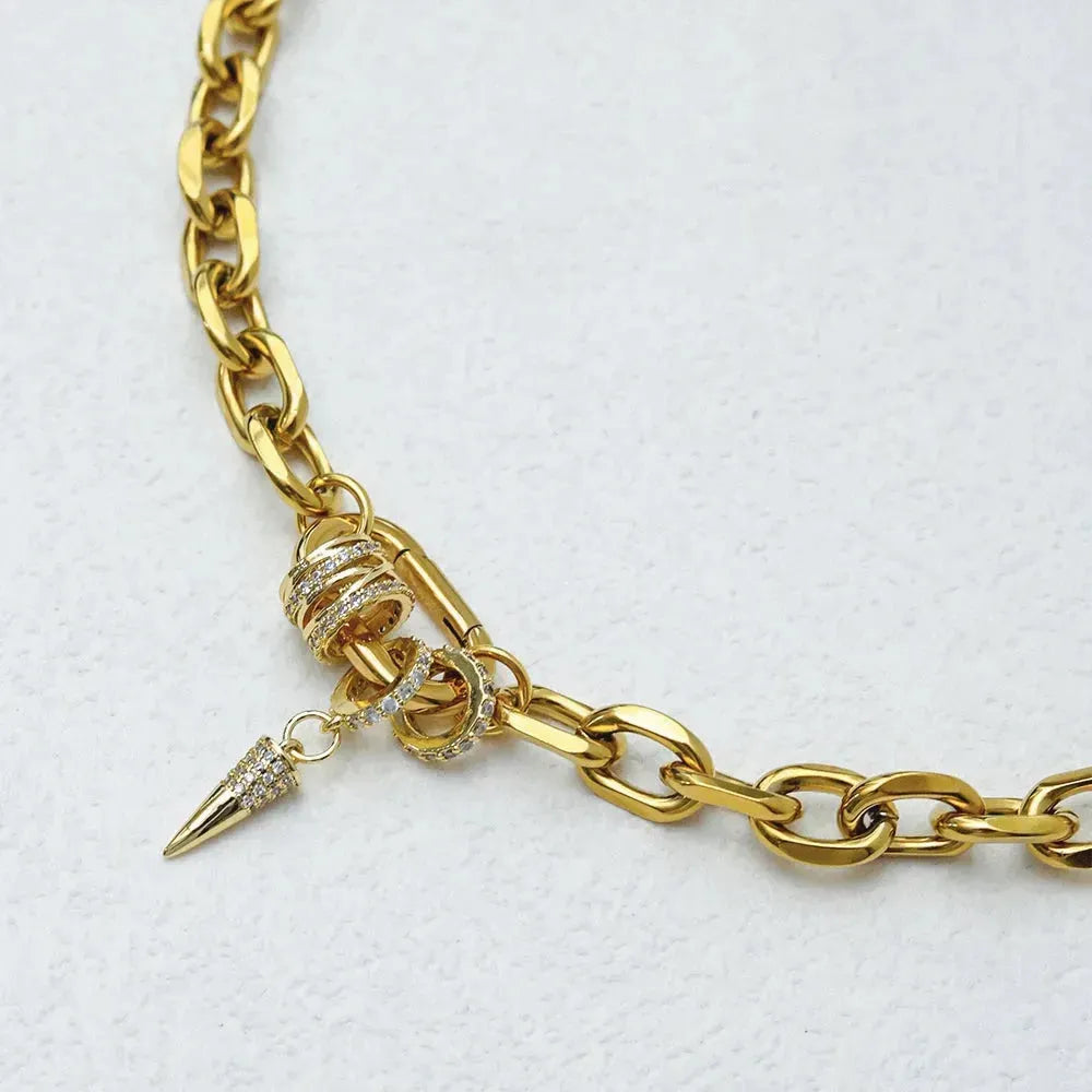 Stainless Steel 18k Gold Plated Oval Link