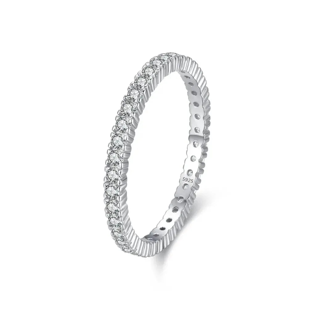 Sterling Silver Sparkling Wedding Engagement Band