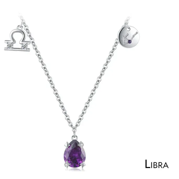 Birthstone Zodiac Sign Symbol Charm Pendant Necklace