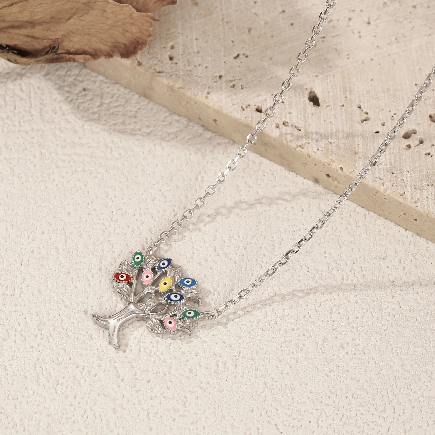 Multi Color Tree Pendant Necklaces