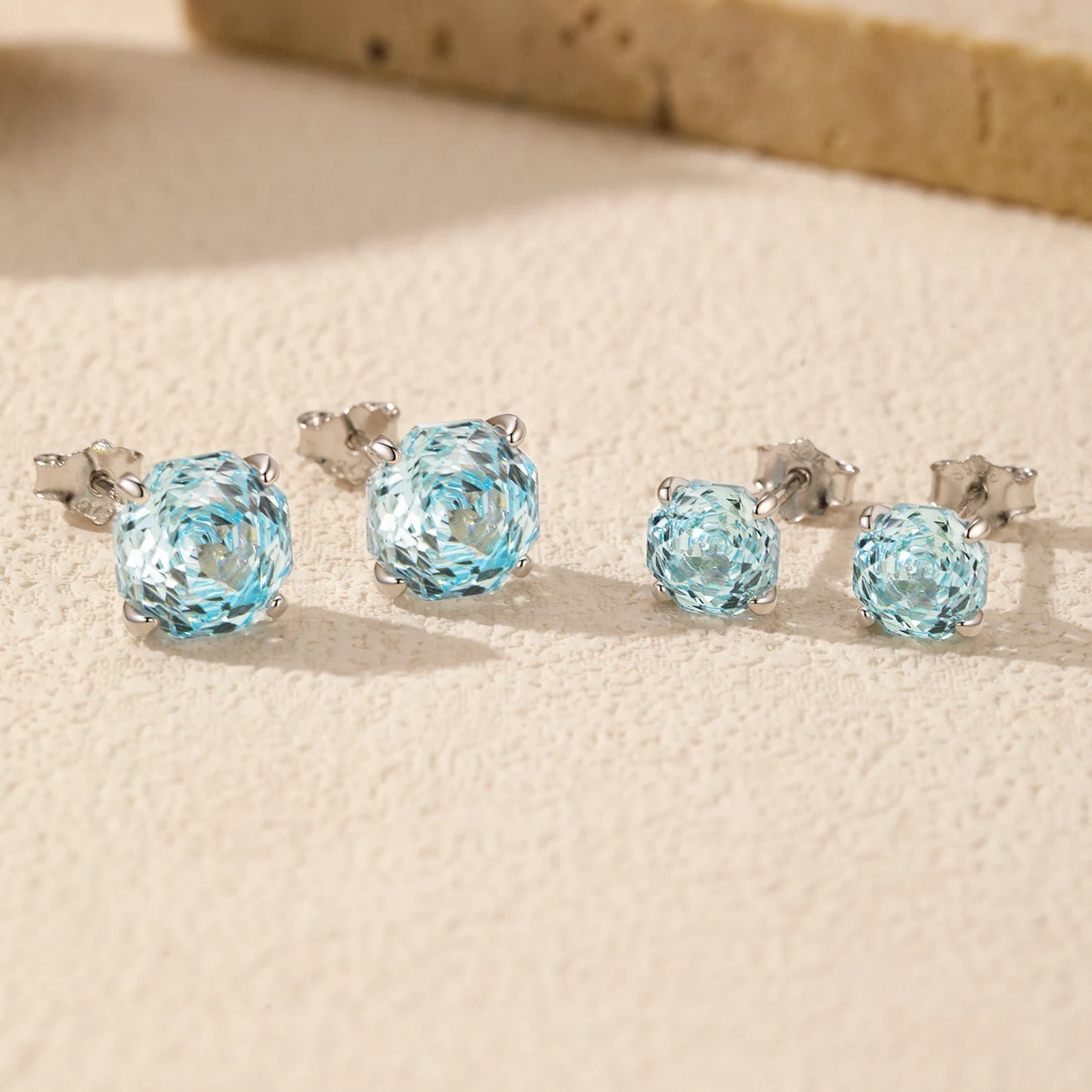 Rose Cut Aquamarine Stud Earrings