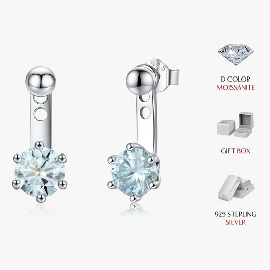 Round Teal Moissanite Earrings