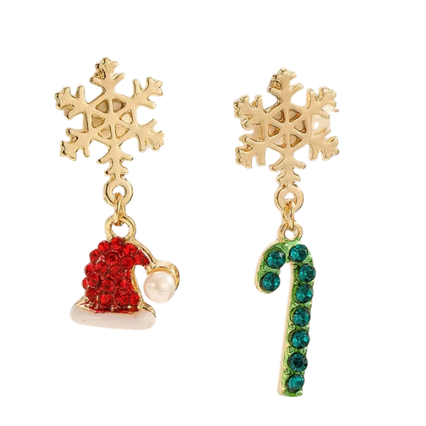 Festive Santa Hat, Candy Cane & Snowflake Earrings